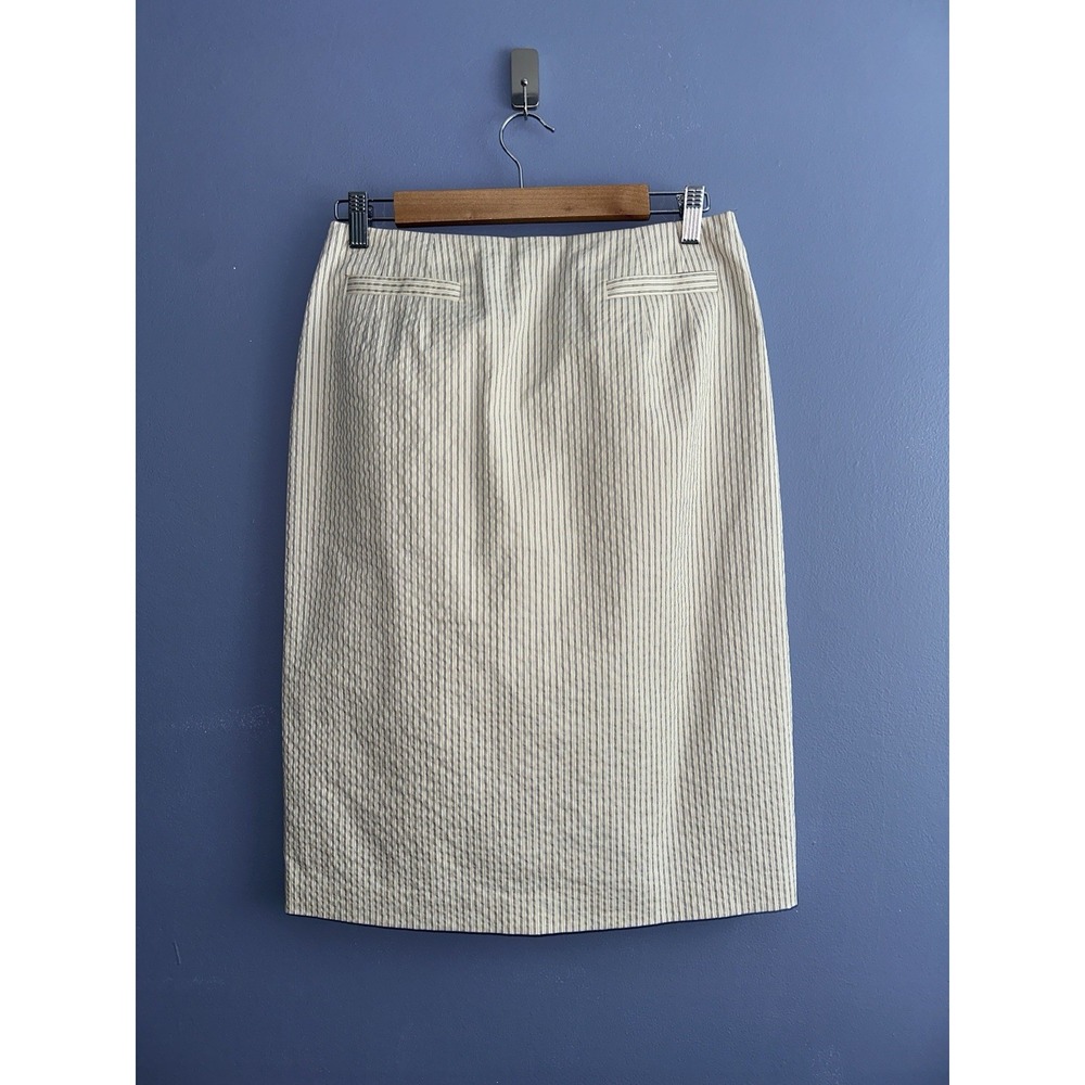 Talbots Women's Vintage Pencil Skirt Tan Pin Stripes Italian Fabric Size‎ 8